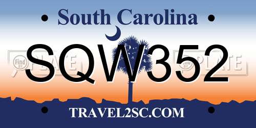 SQW352 South Carolina License Plate