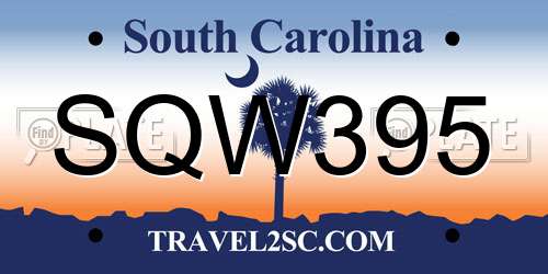 SQW395 South Carolina License Plate
