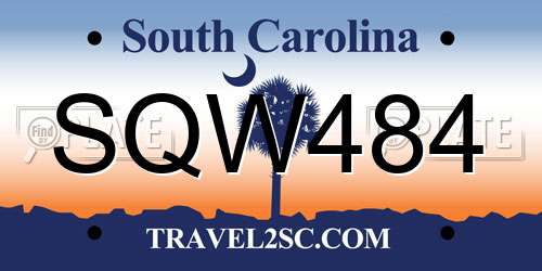 SQW484 South Carolina License Plate