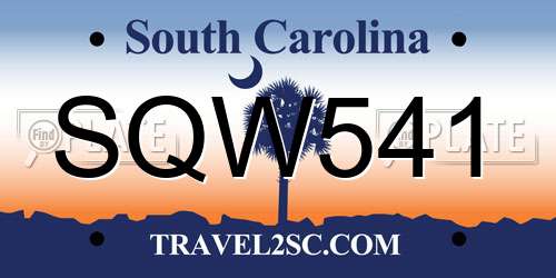SQW541 South Carolina License Plate