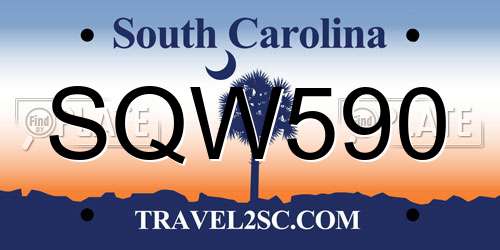 SQW590 South Carolina License Plate