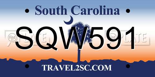 SQW591 South Carolina License Plate