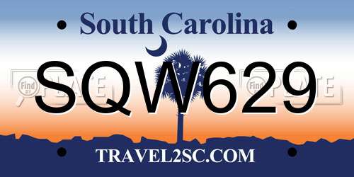 SQW629 South Carolina License Plate