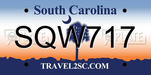 SQW717 South Carolina License Plate