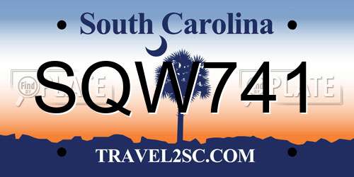 SQW741 South Carolina License Plate