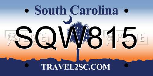 SQW815 South Carolina License Plate
