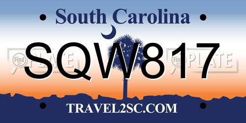 SQW817 South Carolina License Plate