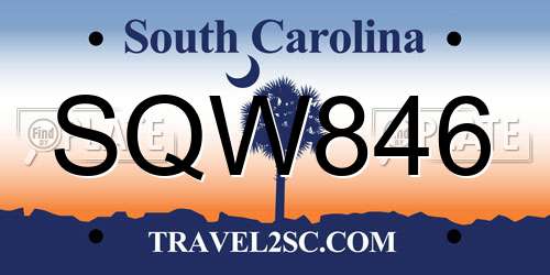 SQW846 South Carolina License Plate