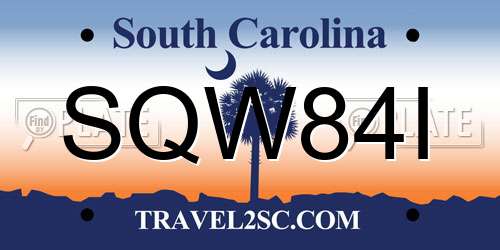 SQW84I South Carolina License Plate