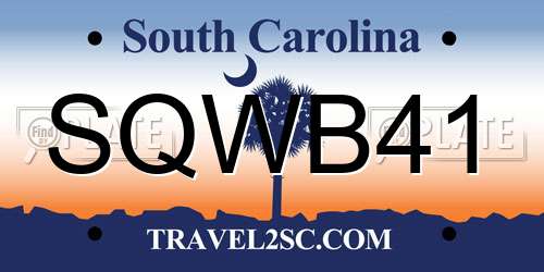 SQWB41 South Carolina License Plate