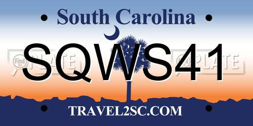 SQWS41 South Carolina License Plate
