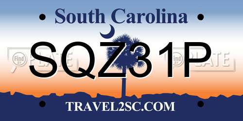 SQZ31P South Carolina License Plate