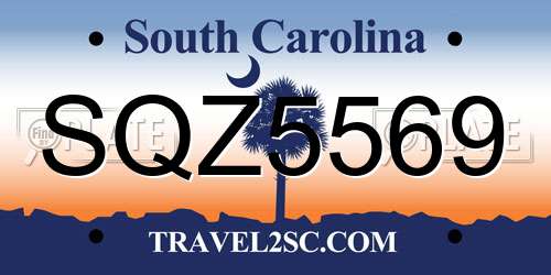 SQZ5569 South Carolina License Plate