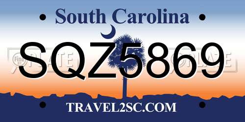 SQZ5869 South Carolina License Plate
