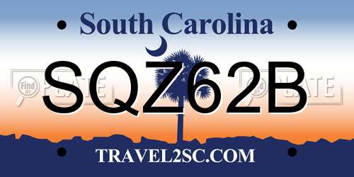 SQZ62B South Carolina License Plate