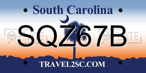 SQZ67B South Carolina License Plate