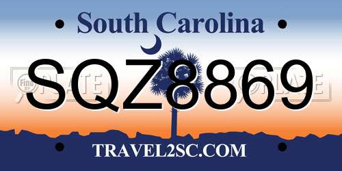 SQZ8869 South Carolina License Plate