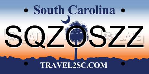 SQZOSZZ South Carolina License Plate
