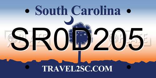 SR0D205 South Carolina License Plate