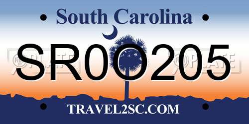 SR0O205 South Carolina License Plate