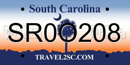 SR0O208 South Carolina License Plate