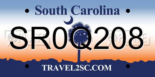 SR0Q208 South Carolina License Plate