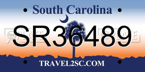 SR36489 South Carolina License Plate