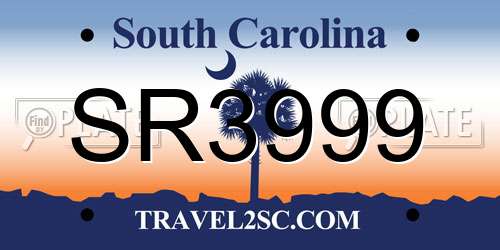 SR3999 South Carolina License Plate