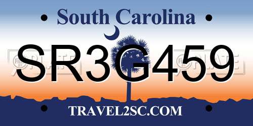 SR3G459 South Carolina License Plate