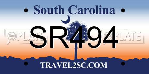 SR494 South Carolina License Plate