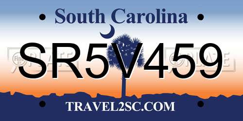 SR5V459 South Carolina License Plate