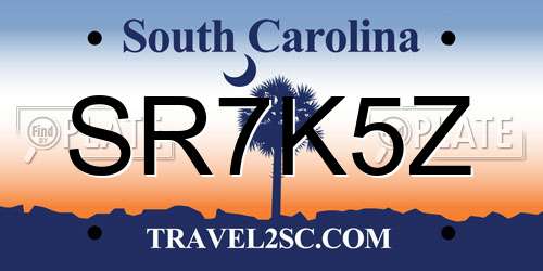 SR7K5Z South Carolina License Plate