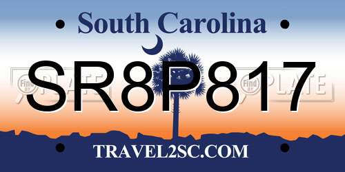 SR8P817 South Carolina License Plate