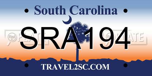 SRA194 South Carolina License Plate