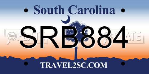 SRB884 South Carolina License Plate