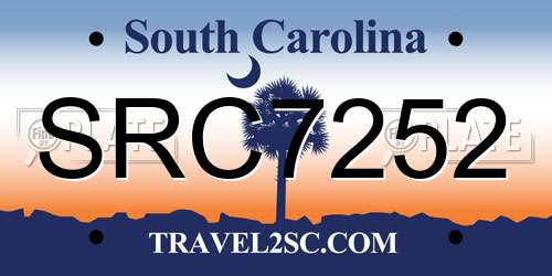 SRC7252 South Carolina License Plate
