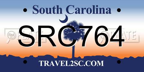 SRC764 South Carolina License Plate