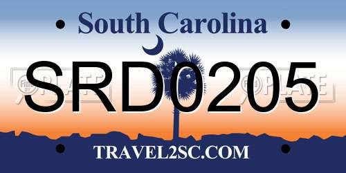 SRD0205 South Carolina License Plate