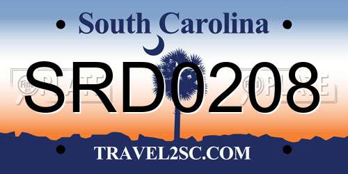 SRD0208 South Carolina License Plate