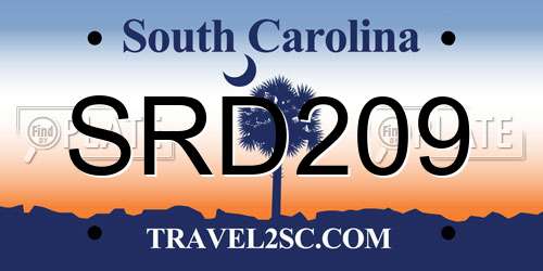 SRD209 South Carolina License Plate
