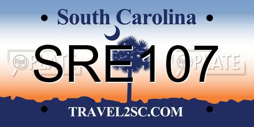 SRE107 South Carolina License Plate