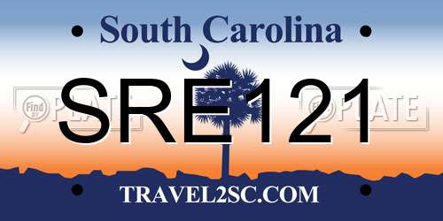 SRE121 South Carolina License Plate