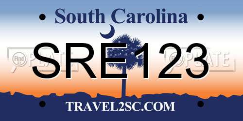 SRE123 South Carolina License Plate