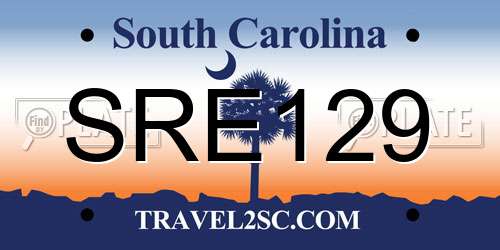 SRE129 South Carolina License Plate