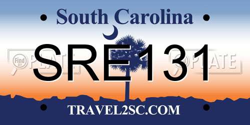 SRE131 South Carolina License Plate