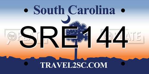 SRE144 South Carolina License Plate