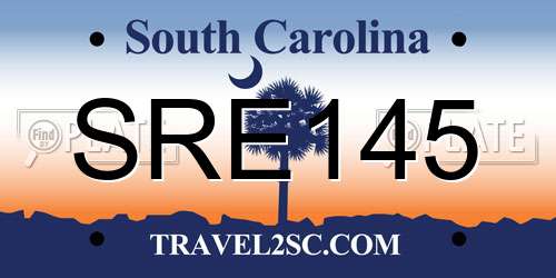 SRE145 South Carolina License Plate