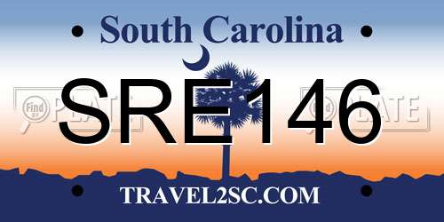 SRE146 South Carolina License Plate