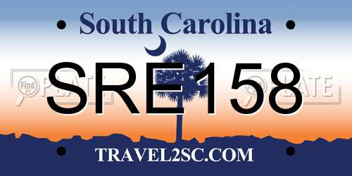 SRE158 South Carolina License Plate