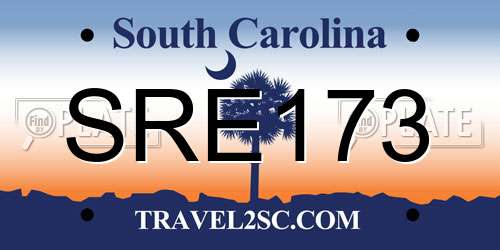 SRE173 South Carolina License Plate